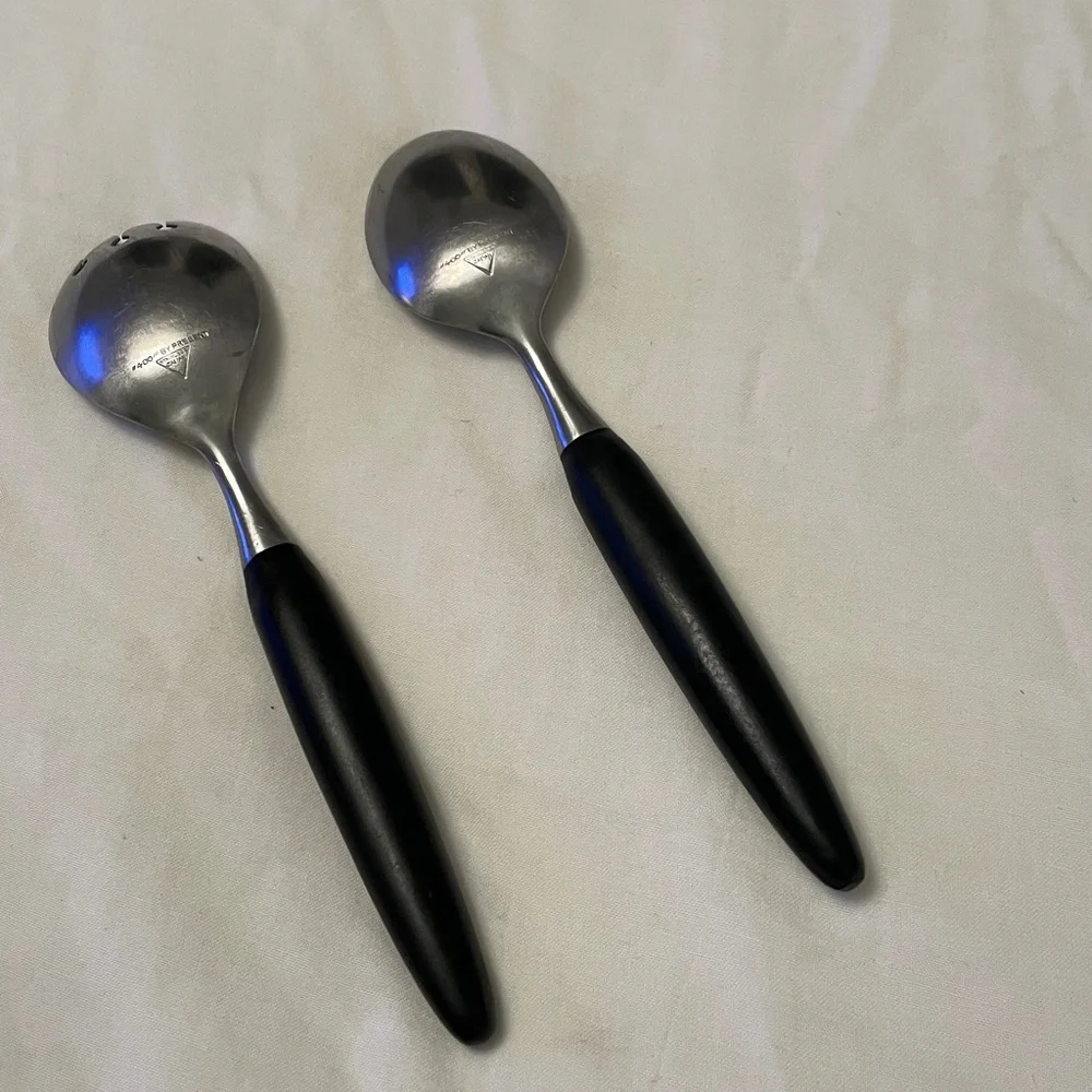 Vintage “400” BY PRESENT Stainless Japan Salad Serving Spoon Set BAKELITE Handle